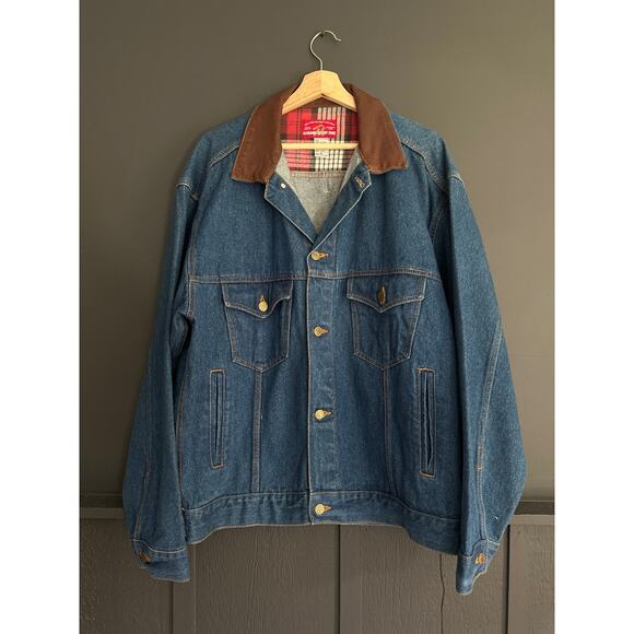 Vintage 90s Marlboro Country Store Denim Jean Jacket NEW Deadstock Blue Sz Large
